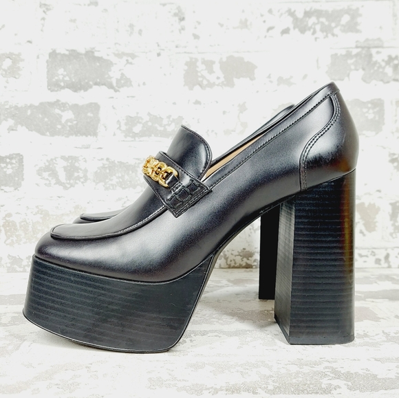 Sam Edelman Shoes - New SAM EDELMAN Rowe Platform Black Faux Leather Heeled Loafers i 622